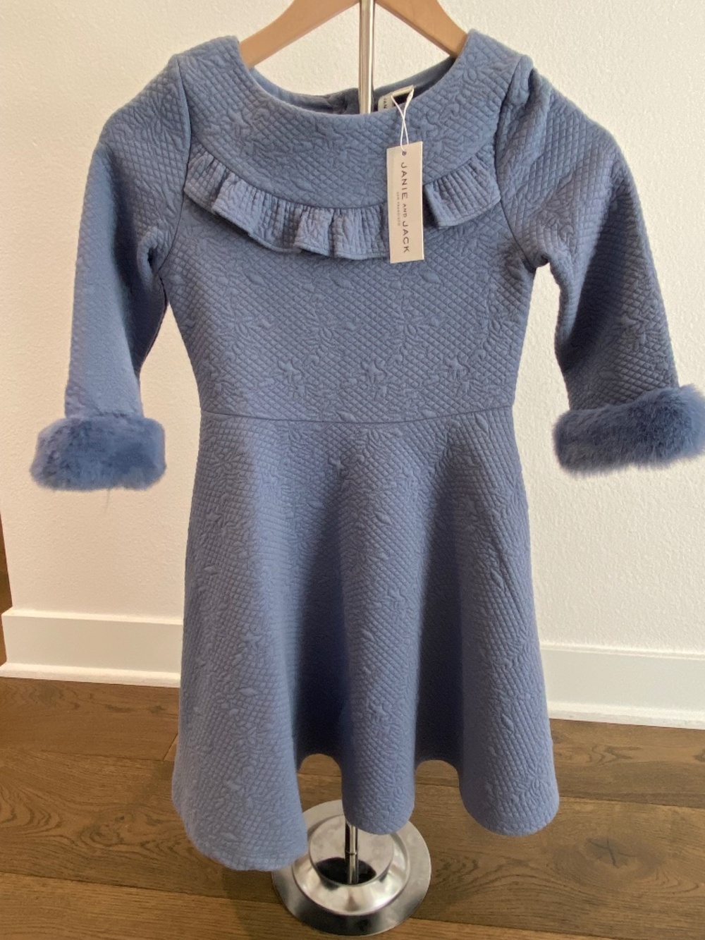 Janie and Jack Blue Faux Fur Trimmed Dress - NWT